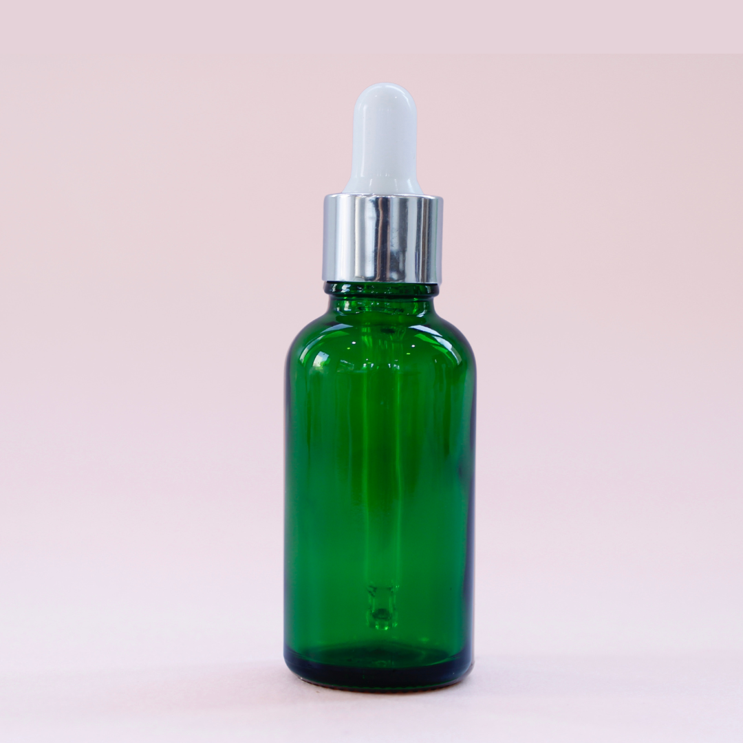 FRASCO VERDE 30 ML CON BULBO PLATEADO